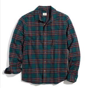 Classic Fit Unisex Medium/Large Marine Layer Flannel Shirt Plaid Green/Red